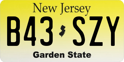 NJ license plate B43SZY