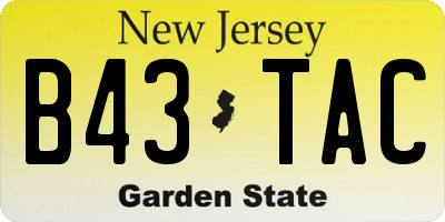 NJ license plate B43TAC