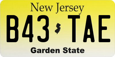 NJ license plate B43TAE