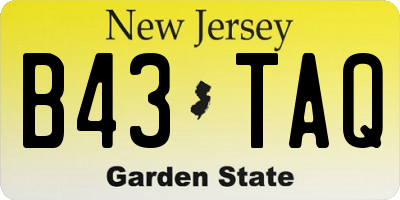 NJ license plate B43TAQ