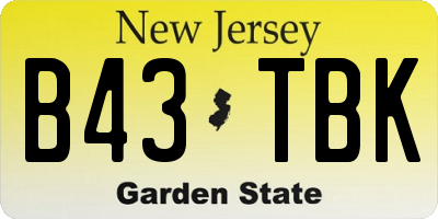 NJ license plate B43TBK