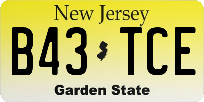 NJ license plate B43TCE