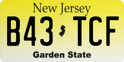 NJ license plate B43TCF