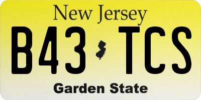 NJ license plate B43TCS