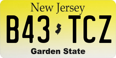 NJ license plate B43TCZ