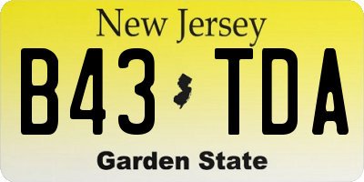 NJ license plate B43TDA