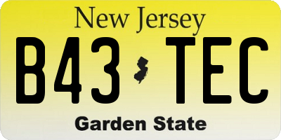 NJ license plate B43TEC