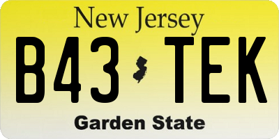 NJ license plate B43TEK