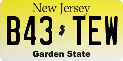 NJ license plate B43TEW