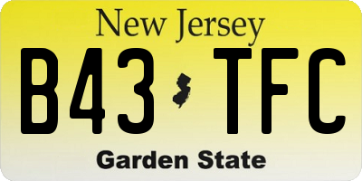 NJ license plate B43TFC
