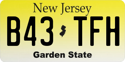 NJ license plate B43TFH