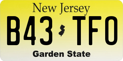 NJ license plate B43TFO