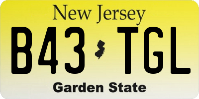 NJ license plate B43TGL
