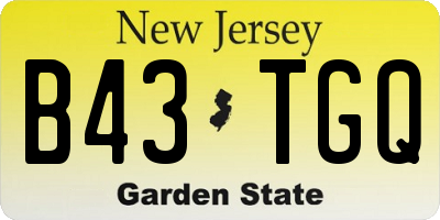 NJ license plate B43TGQ