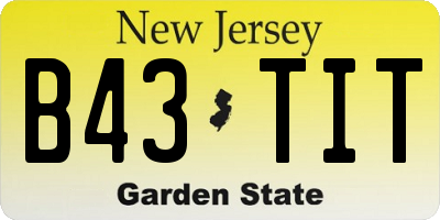 NJ license plate B43TIT