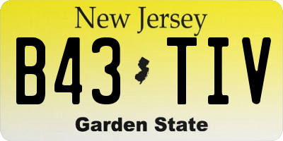 NJ license plate B43TIV