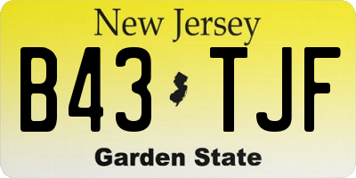 NJ license plate B43TJF