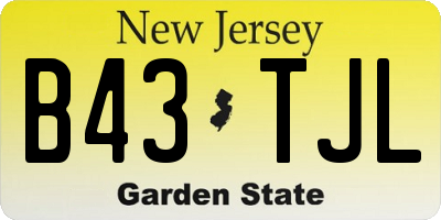 NJ license plate B43TJL
