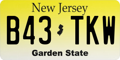 NJ license plate B43TKW