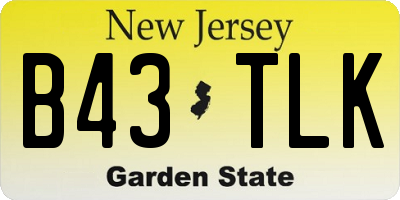 NJ license plate B43TLK