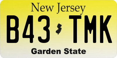 NJ license plate B43TMK