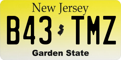 NJ license plate B43TMZ