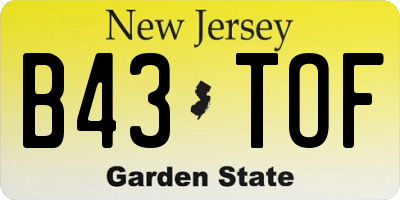 NJ license plate B43TOF