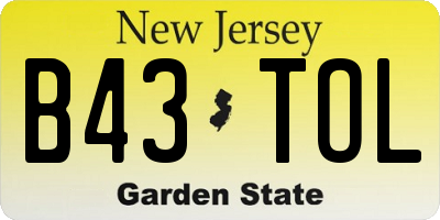 NJ license plate B43TOL