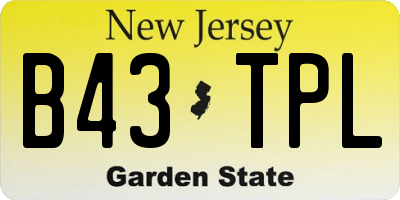 NJ license plate B43TPL