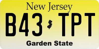 NJ license plate B43TPT