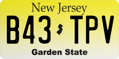 NJ license plate B43TPV