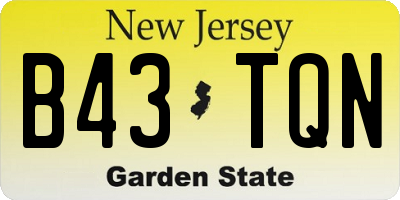 NJ license plate B43TQN