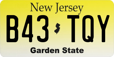 NJ license plate B43TQY