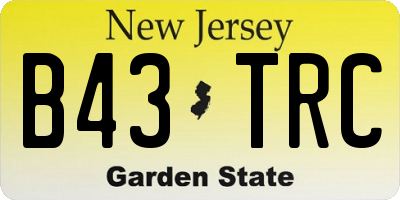 NJ license plate B43TRC