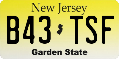 NJ license plate B43TSF