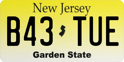 NJ license plate B43TUE