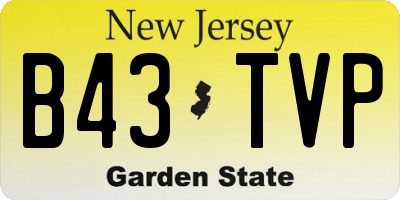 NJ license plate B43TVP
