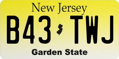 NJ license plate B43TWJ