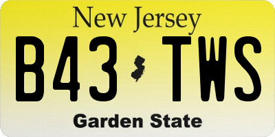 NJ license plate B43TWS