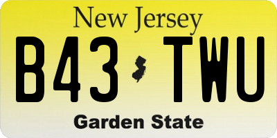 NJ license plate B43TWU