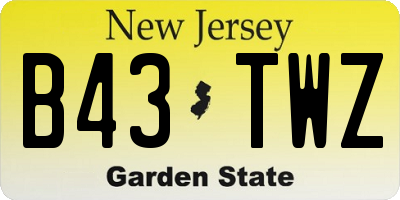 NJ license plate B43TWZ