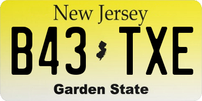 NJ license plate B43TXE