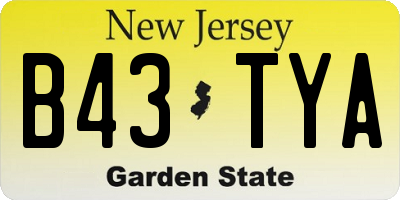 NJ license plate B43TYA