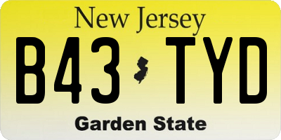 NJ license plate B43TYD
