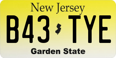 NJ license plate B43TYE