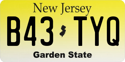 NJ license plate B43TYQ