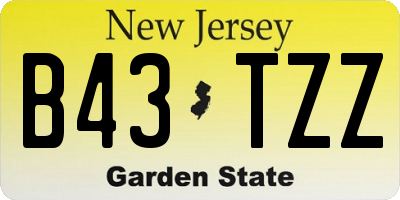 NJ license plate B43TZZ