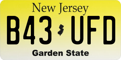 NJ license plate B43UFD