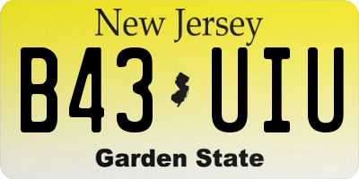 NJ license plate B43UIU