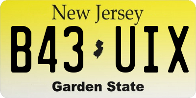 NJ license plate B43UIX